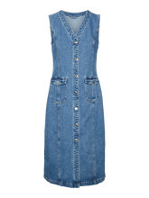 Load image into Gallery viewer, VMEDEN Vest  Dress- Medium Blue Denim

